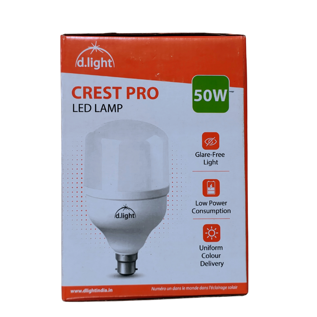 D. Light | Bright Crest Pro LED Lamp 50W| Cool White | Glare Free | B 22| Energy Efficient | Instant On | Suitable for Large Size room, Outdoor, Halls| 2 Years Warranty