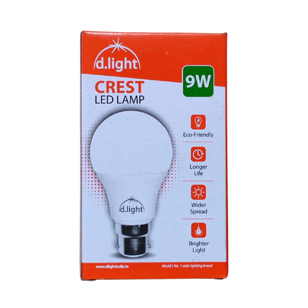 D. Light | LED Lamp 9W| Cool White | B 22| Energy Efficient | Instant On | Suitable for Small Size room, Indoor | Eye-Friendly | Lightweight | Long Lasting | Flicker-Free| 6500 Kelvin | 2 Years Warranty | Pack of 1